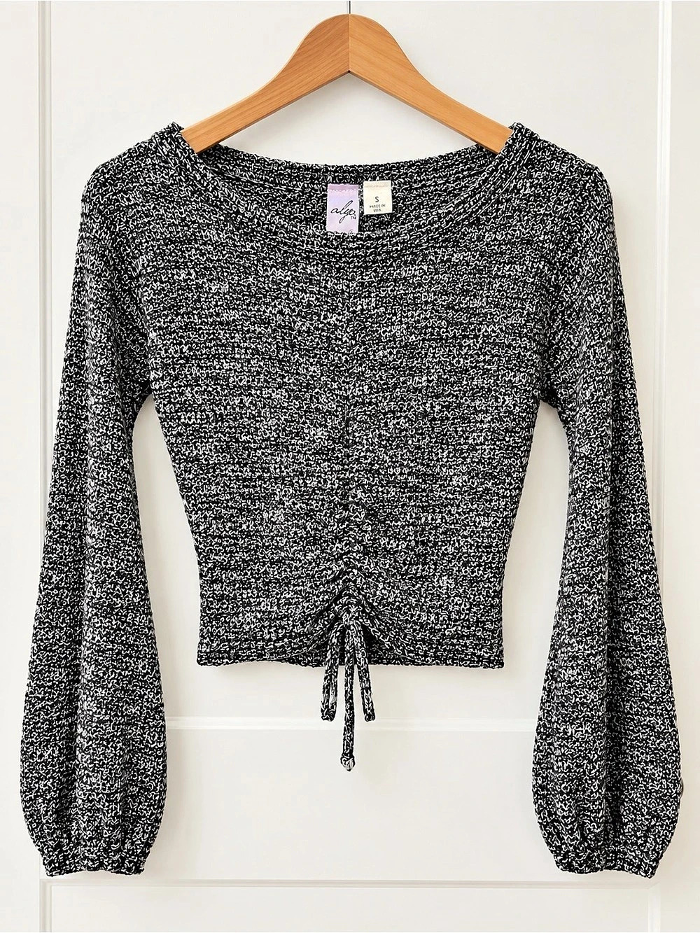 Alya Speckled Knit Balloon Sleeve Sweater Size Small